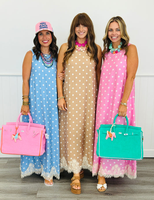 Polka Dot Lace Detailed Midi Dress (Reg.) - 3 Colors