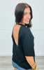 Embellished Open Back Tee Shirt (Reg.)-2 Colors