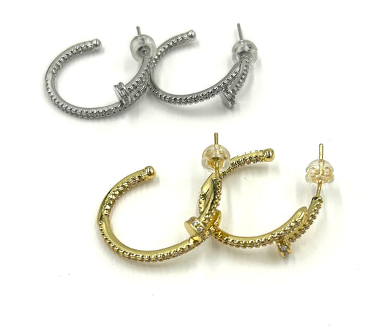 WP - Blingy Nail Head Hoop Earrings - 2 Colors