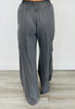 Charcoal Mineral Wash Tencel Wide Leg Pants (Reg. & Plus)