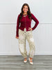 Ribbed Ruffle Hem Sweater Cardi Top (Reg.)-4 Colors