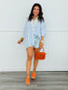 Half Sleeve Striped Button Down Shirt (Reg & Plus)-2 Colors
