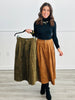 Autumn Daze Corduroy Midi Skirt (Reg)-2 Colors