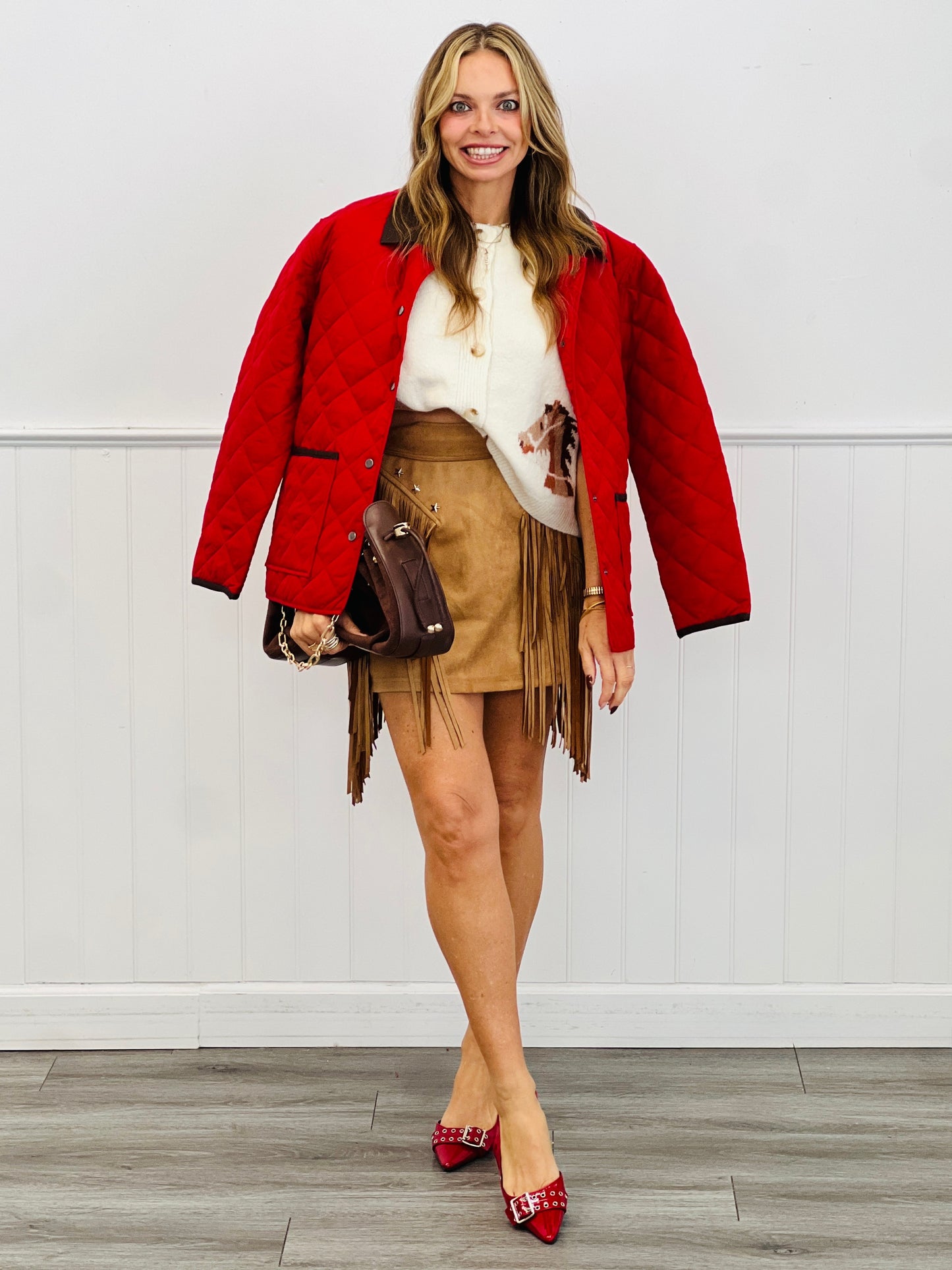 Ivory Horse Sleeveless Cardigan (Reg.)