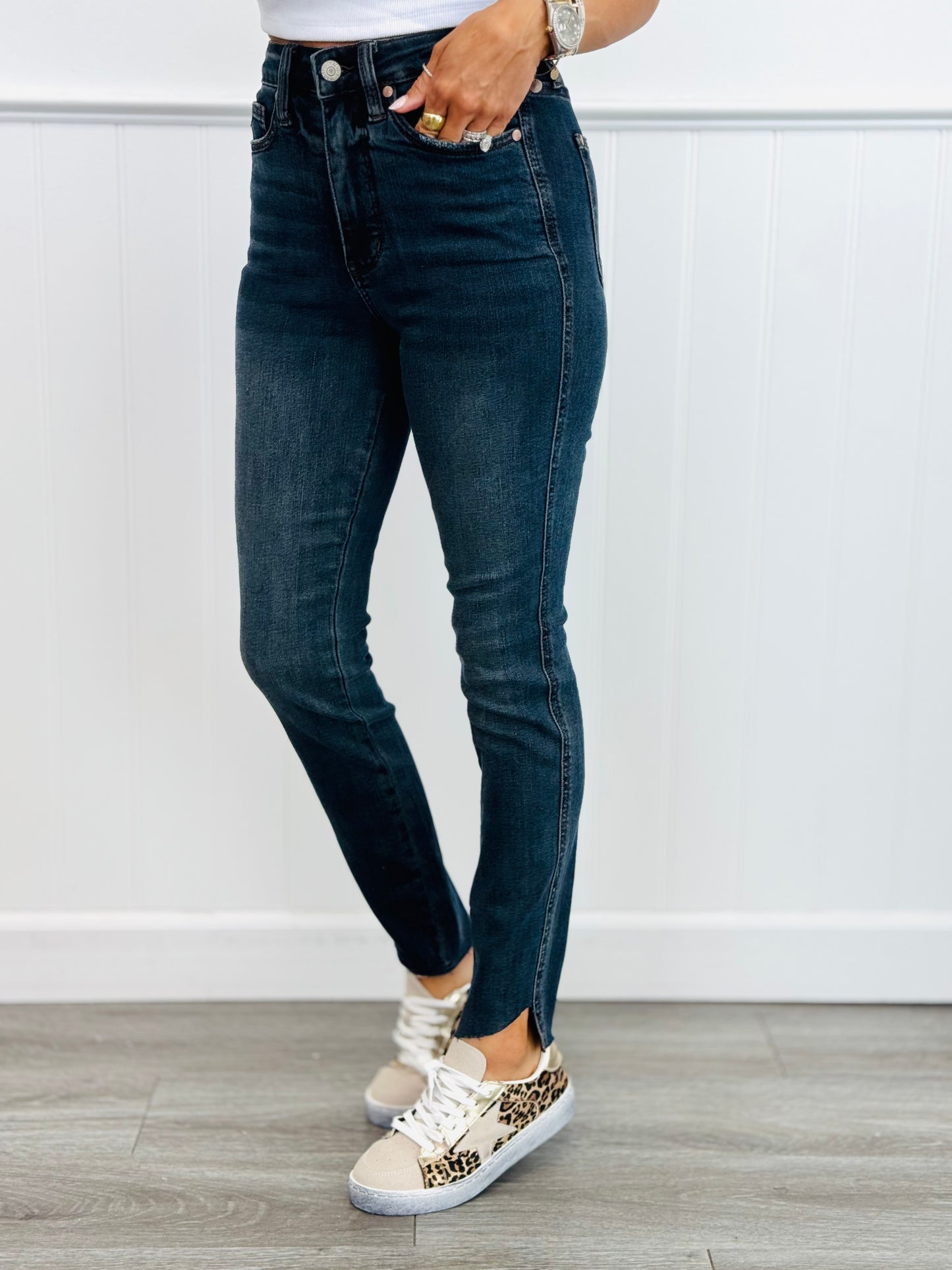 Judy Blue Tummy Control Side Step Skinny Jeans (Reg. and Plus)