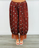 Brown/Mint Polka Dot Lace Trim Drawstring Pants (Reg.)