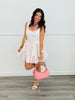 Pink/White Bow Bubble Hem Mini Dress (Reg.)