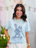 Blue Floral Happy Easter Graphic Tee (Reg. and Plus)