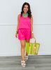 Hot Pink Rhinestone Sleeveless Blouse (Reg. and Plus)