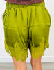 Olive Satin Lace Trim Shorts ( Reg.)