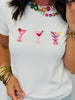 White Embroidered Cocktails Tee Top (Reg.)