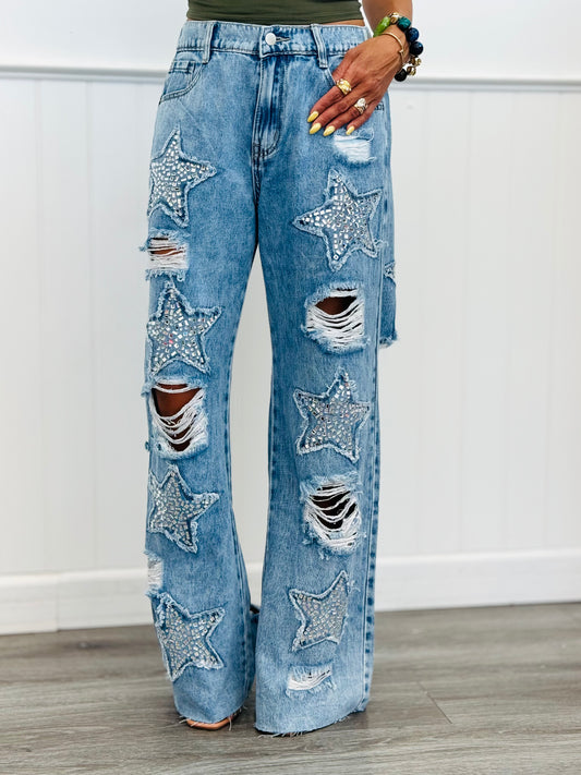 Oli & Hali Denim Star Embellished Pants (Reg.)