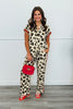 Red Animal Print Color Band Shirt (Reg.)