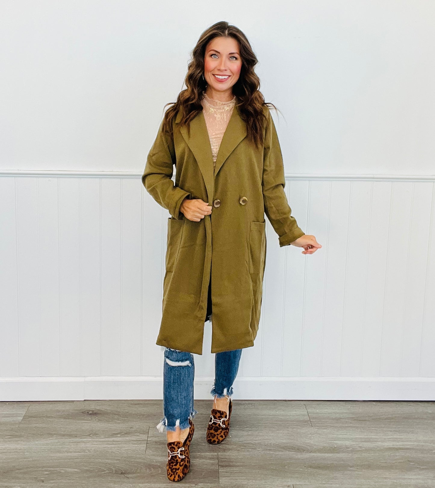 Solid Long Sleeve Button Coat (Reg. & Plus)- 4 Colors