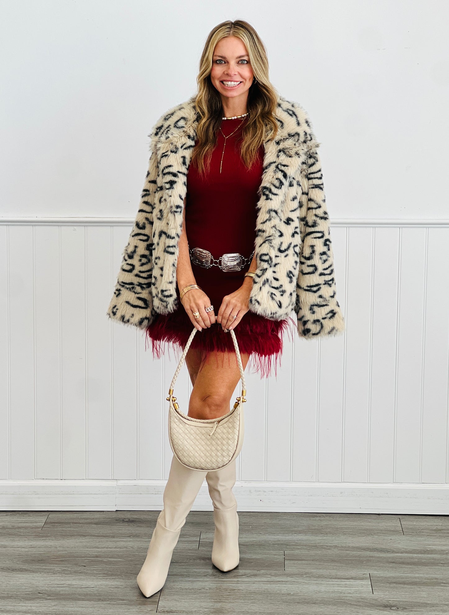 Sleeveless Fux Fur Trimmed Mini Dress (Reg.) - 2 Colors