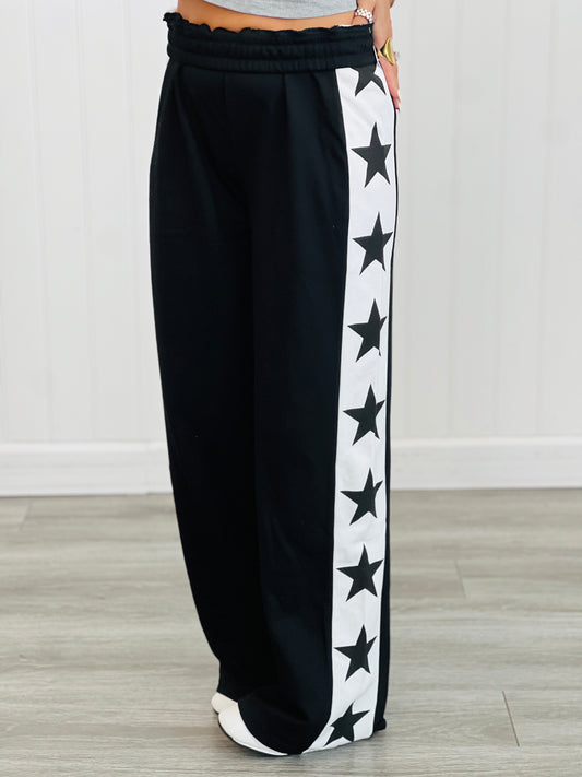 Black Star Striped Sweatpants (Reg & Plus)