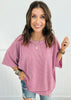 Andree Ribbed 3/4 Sleeves Relaxed Fit Top (Reg. & Plus)- 8 Colors