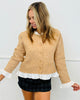 Latte/White Ruffle Detailed Cardigan (Reg.)