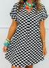 Black Checkered High Low Mini Dress (Reg.)