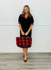 Black Plaid Trim Mini Dress (Reg. and Plus)