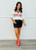 White Home Run Sequin Jersey Top (Reg. and Plus)