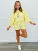 Yellow Lightning Print Sweatshirt & Shorts Set (Reg. and Plus)
