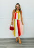 Cream Multi Color Block Halter Top (Reg.)