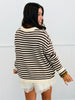 Cream Striped Collar Sweater Top (Reg.)