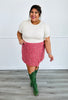 Pink Tweed Wrap Mini Skirt (Reg. and Plus)