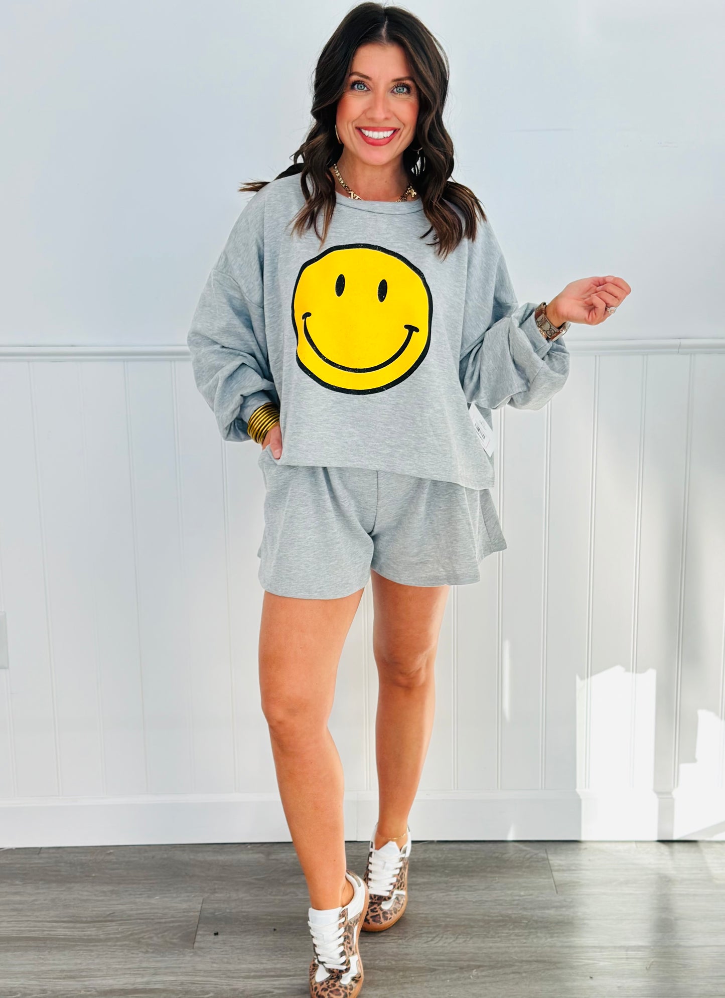 H. Grey Happy Face Top & Short Set (Reg.)