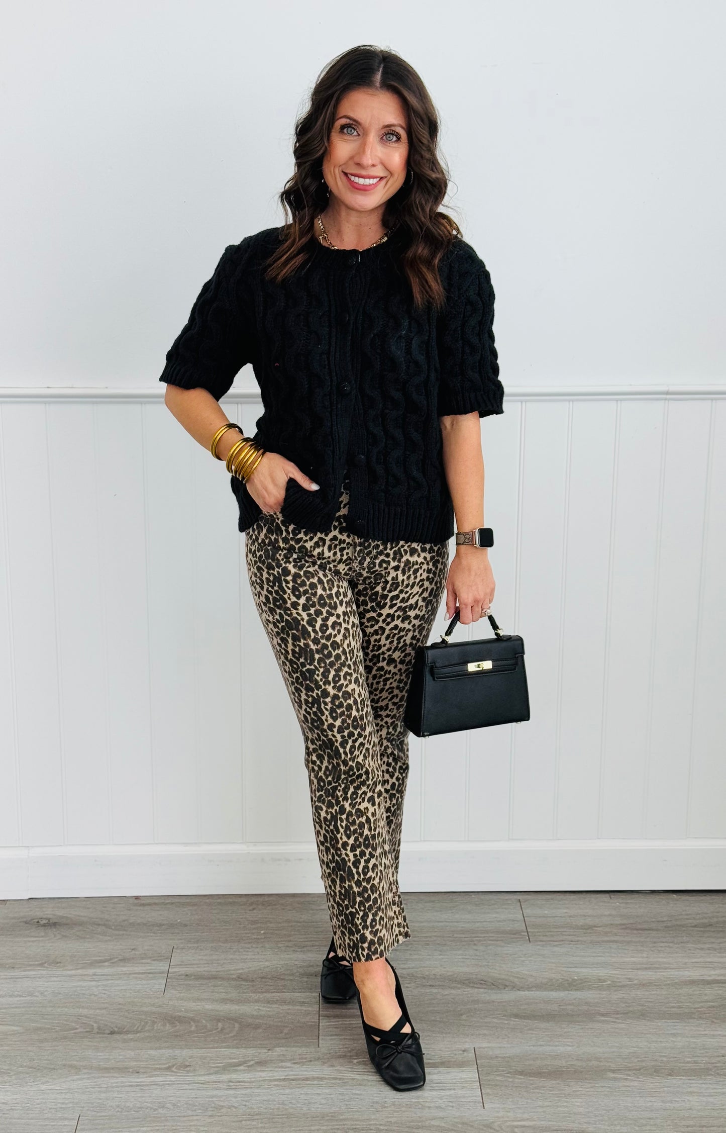 Leopard Tonal Crop Flare Pants (Reg.)