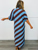 Blue/Brown Diagonal Stripe Midi Dress (Reg.)