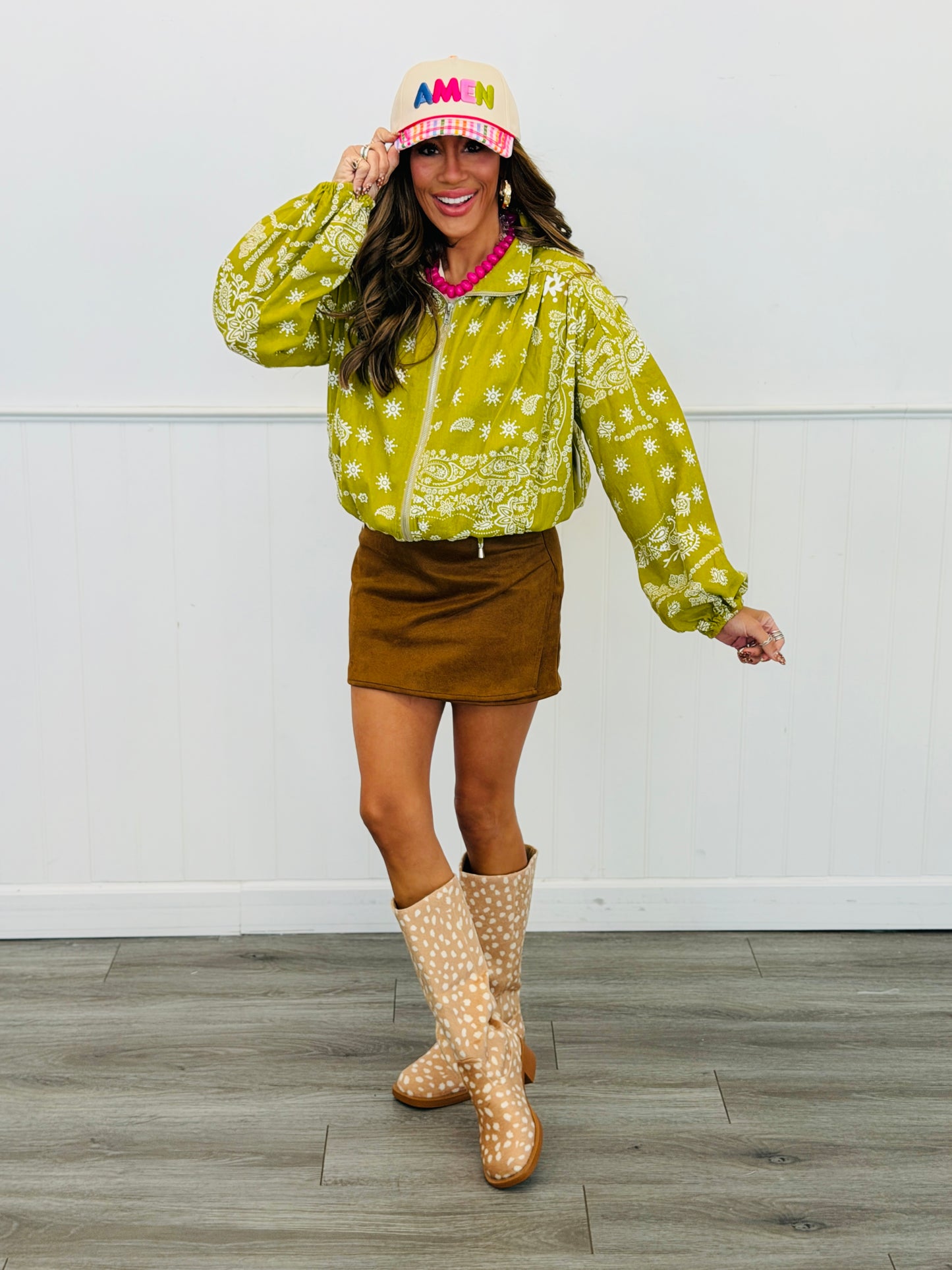 Golden Lime Bandana Print Bomber Jacket (Reg.)