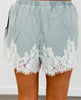 Denim Lace Trim Shorts (Reg.)
