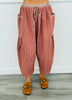 Contrast Waist Textured Cropped Pants (Reg. and Plus) - 2 Colors
