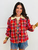 Red Blue Contrast Collar Plaid Jacket (Reg.)