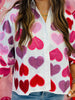 Queen Of Sparkles White Multi Rhinestone Hearts Button Up Top (Reg. & Plus)