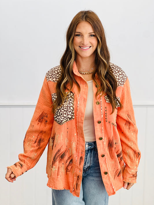 POL Burnt Orange Studded Button Down Shacket (Reg.)