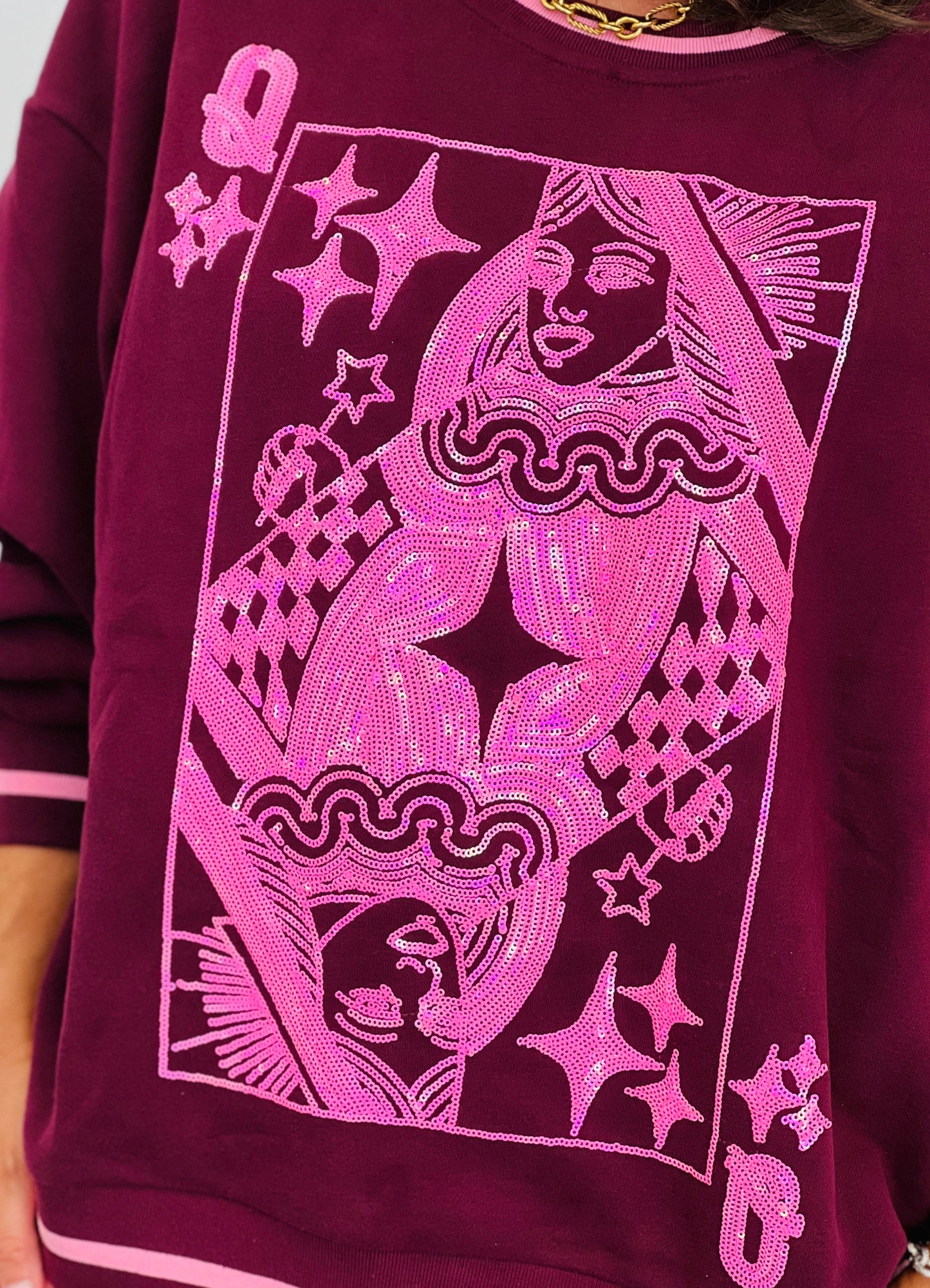 Queen Of Sparkles Maroon & Pink Logo Sweatshirt (Reg. and Plus)