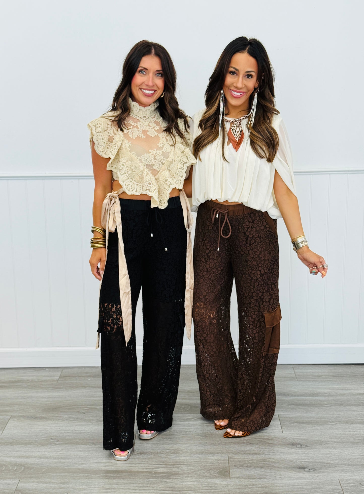 Lace Mix Straight Leg Pants (Reg.) - 2 Colors