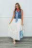 Navy Gingham Faux Sweater Sleeveless Top (Reg.)
