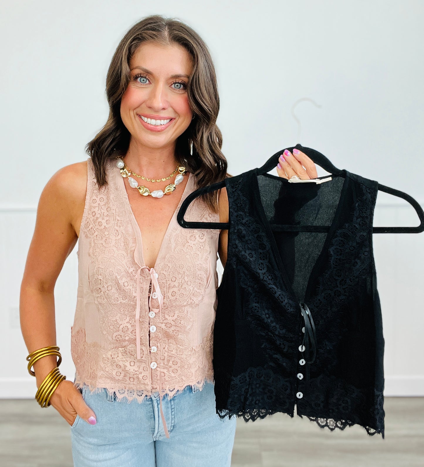 Girls Night Out Lacy Tank Top (Reg.)- 2 Colors