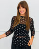 Black Polka Dot LS Mesh Top (Reg. and Plus)