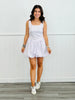 White/Pink Floral Bow Bubble Hem Mini Dress (Reg.)