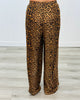 Brown Leopard Contrast Trim Pants (Reg & Plus)