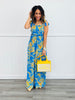 Blue Sunflower Print Jumpsuit (Reg & Plus)