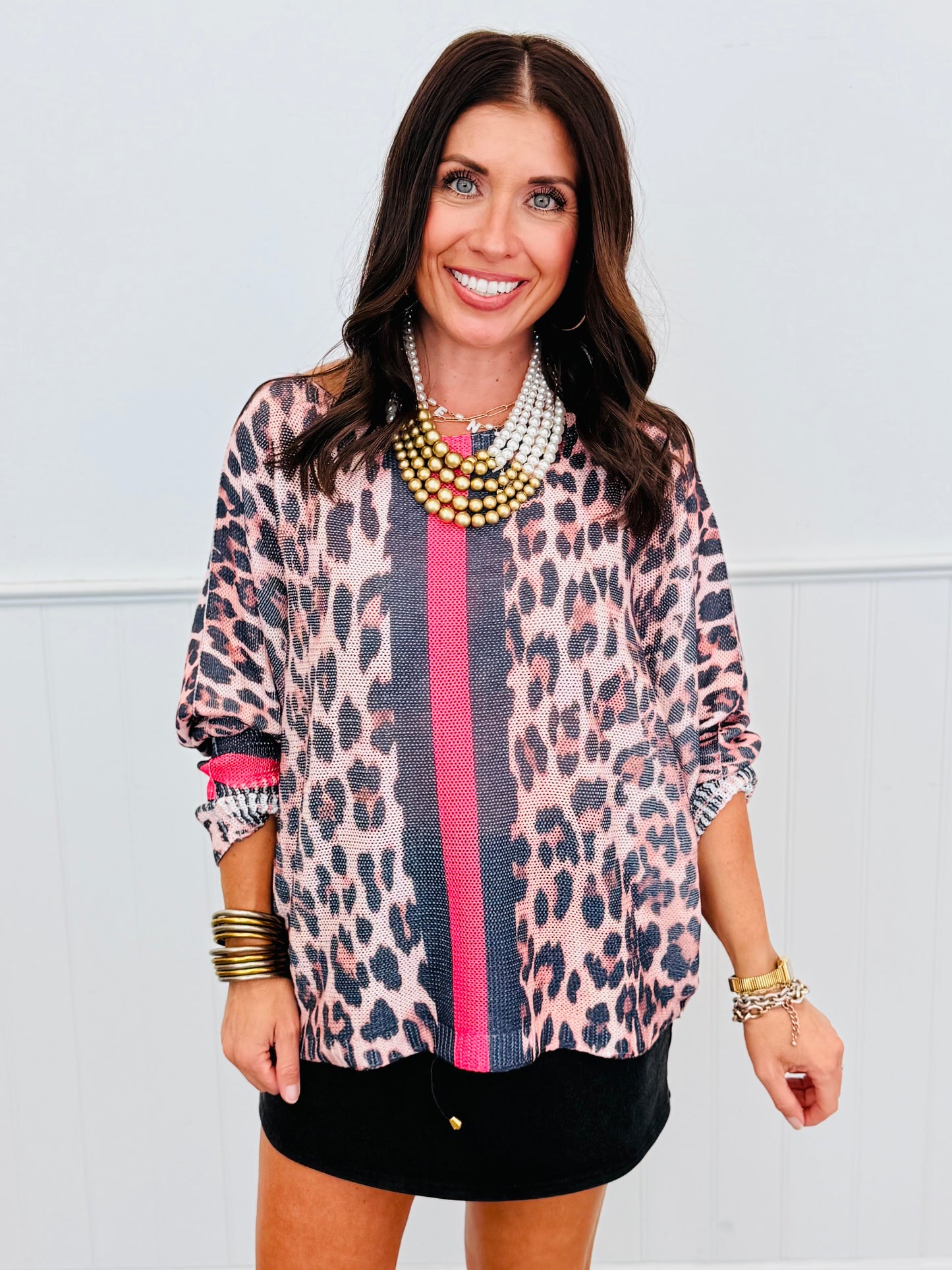 Leopard Striped Pullover Top (One Size)