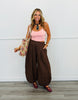 Brown Polka Dot Pleated Balloon Pants (Reg & Plus)