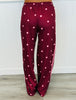 Burgundy Polka Dot Side Stripe Pants (One Size)