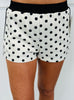 White/Black Polka Dot Side Stripe Shorts (Reg.)